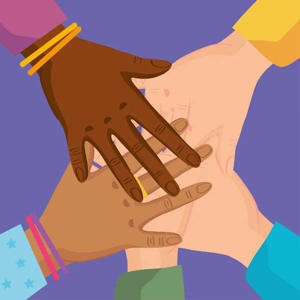 Friendship hands touching each other — Stock Vector