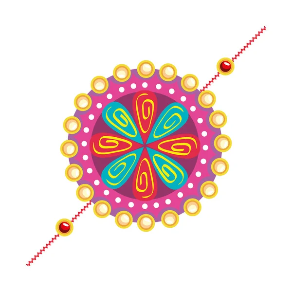 Pulsera raksha bandhan con flor — Vector de stock