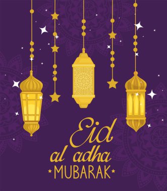 Kurban Bayramı Mübarek altın fenerler asılı