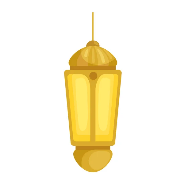 Lanterna árabe ouro iluminado — Vetor de Stock