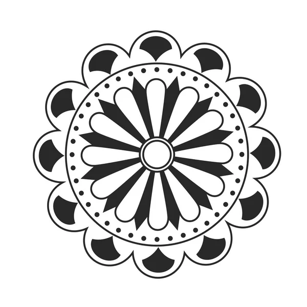 Silueta Mandala con flor — Vector de stock