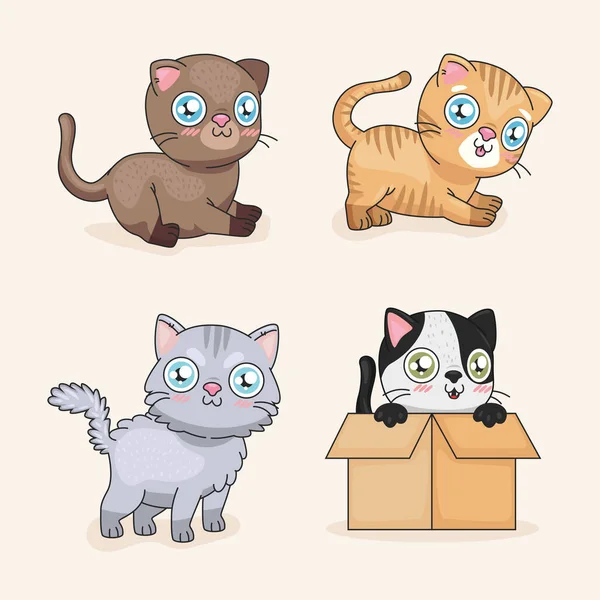 Gatos dibujos animados símbolo conjunto — Archivo Imágenes Vectoriales