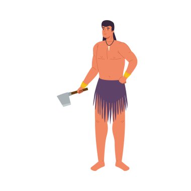 male aborigin with ax