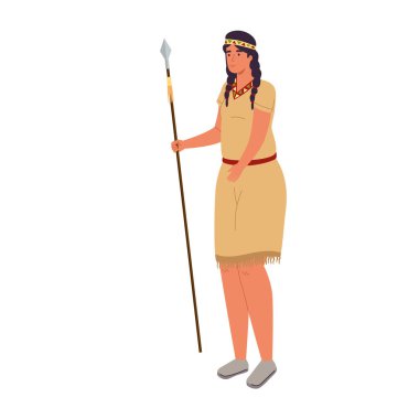 female aborigin with spear