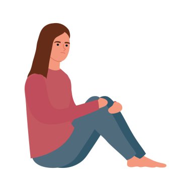 poor woman seated