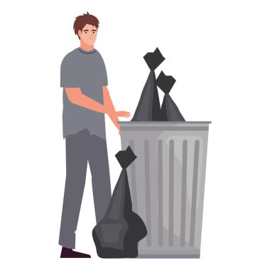 poor man with garbage