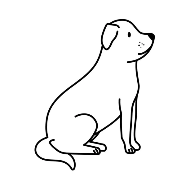 Dog seated line style — стоковый вектор