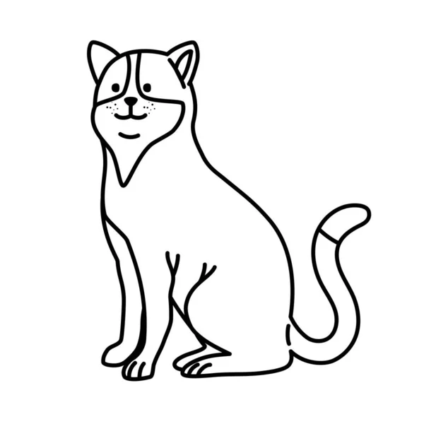 Cat seated line style — Stok Vektör