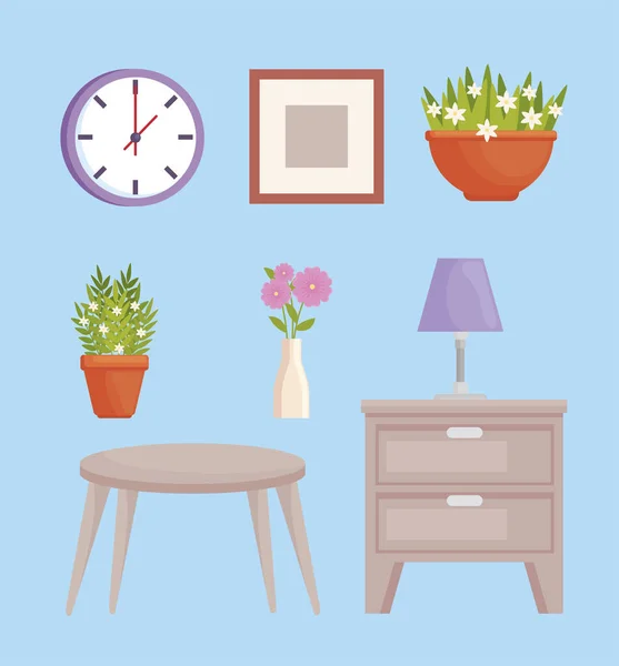 Eight home decor icons — Stockvektor