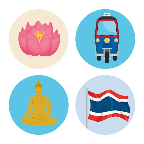 Cztery tajlandzkie ikony — Wektor stockowy