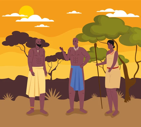 Group african aborigines — Stockvektor