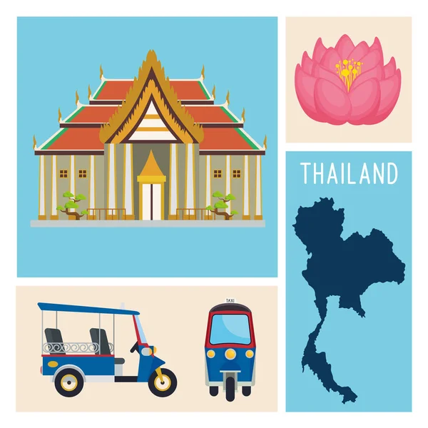 Tailandia cuatro iconos — Vector de stock