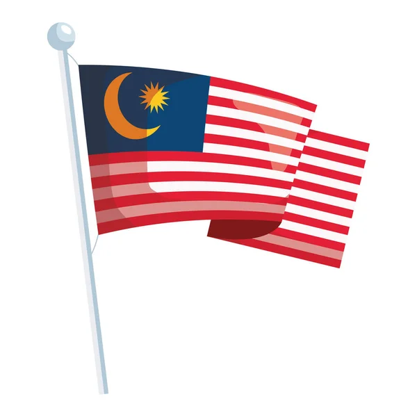 Bandera de Malasia en polo — Vector de stock