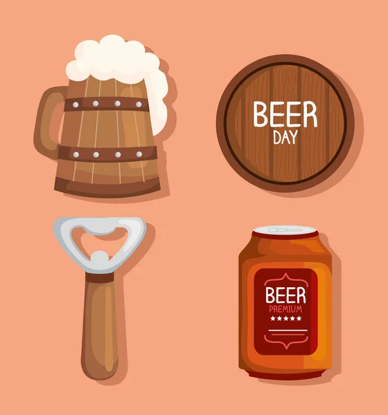 啤酒四个图标 — 图库矢量图片