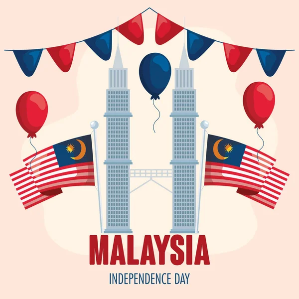 Celebración de la independencia de Malasia — Vector de stock