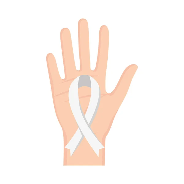 Hand with white ribbon — Stock Vector