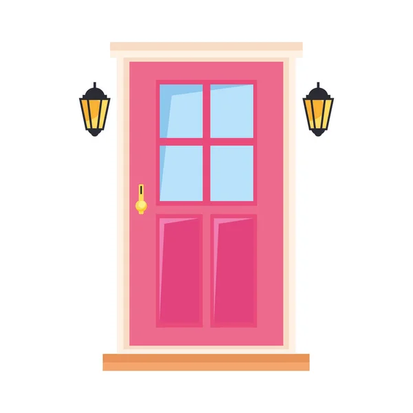 Puerta delantera rosa — Vector de stock