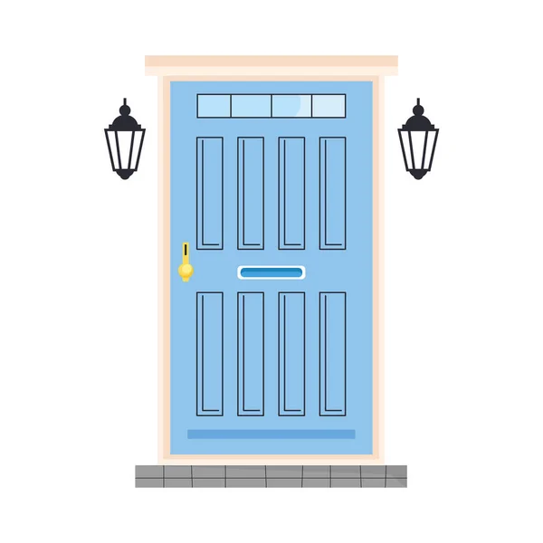 Front blue door — Vetor de Stock
