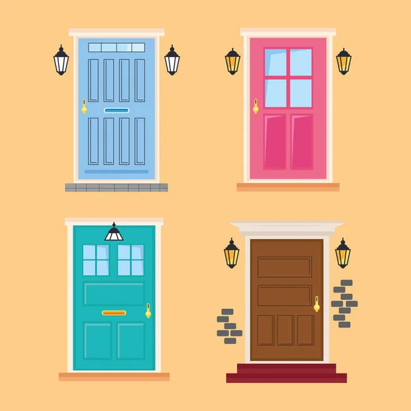 Four front doors — 스톡 벡터