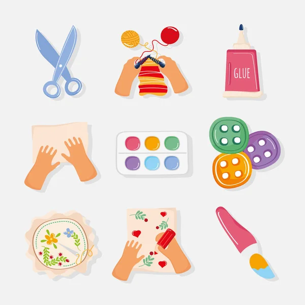 Nine workshops icons — Vetor de Stock