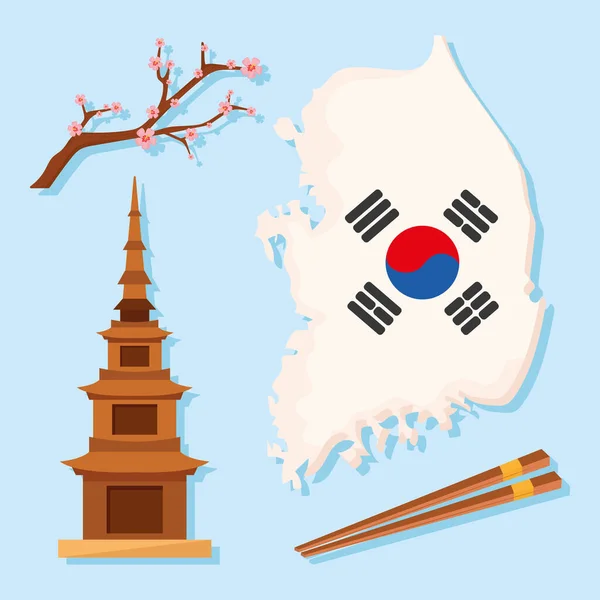 Four Korean culture icons — Vetor de Stock