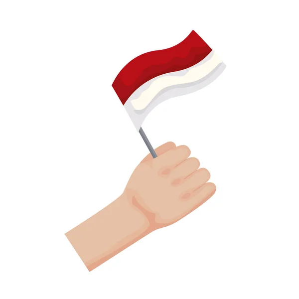 Hand met de vlag van Indonesië — Stockvector