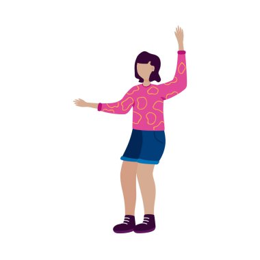 Elleri havada bir kız.