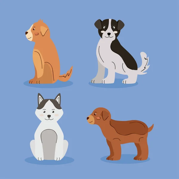 Vier schattige honden — Stockvector