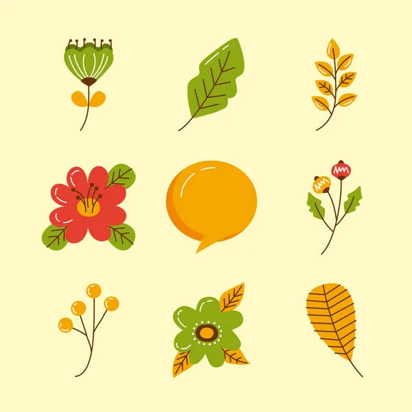 Neuf icônes automne — Image vectorielle