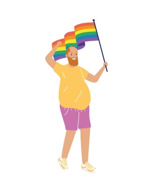 lgtbi bayrağı taşıyan adam.
