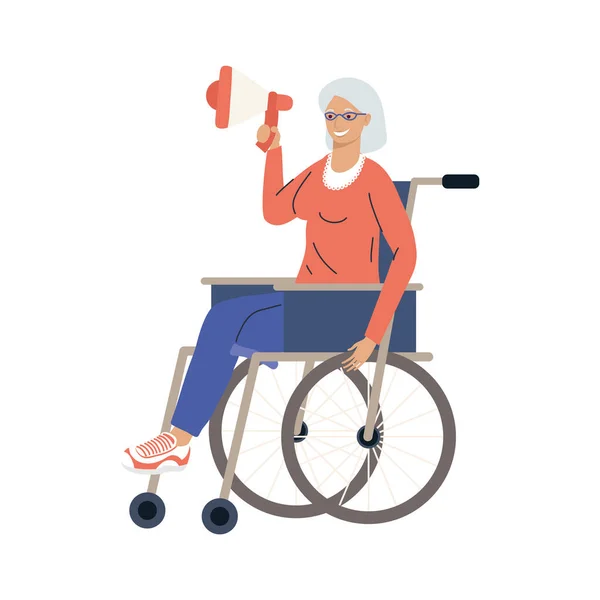 Vieille femme en fauteuil roulant — Image vectorielle
