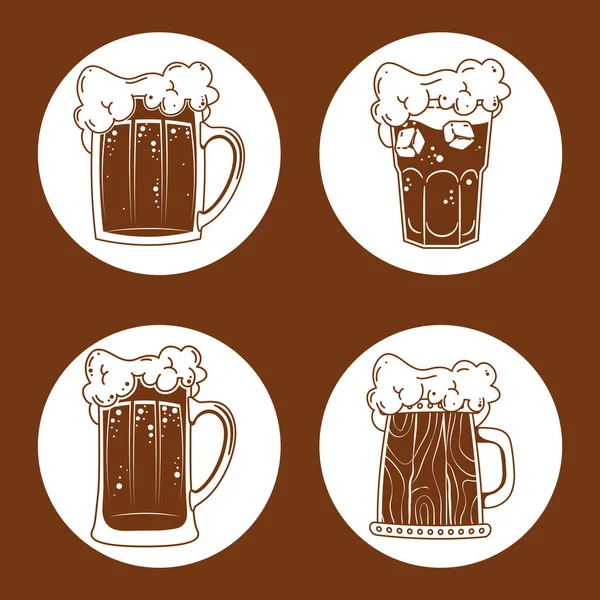 Cuatro iconos de cervezas — Archivo Imágenes Vectoriales