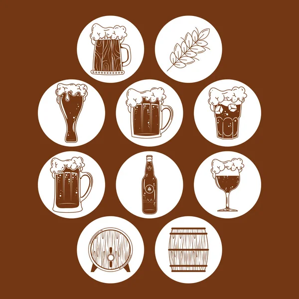 Diez iconos de cervezas — Archivo Imágenes Vectoriales