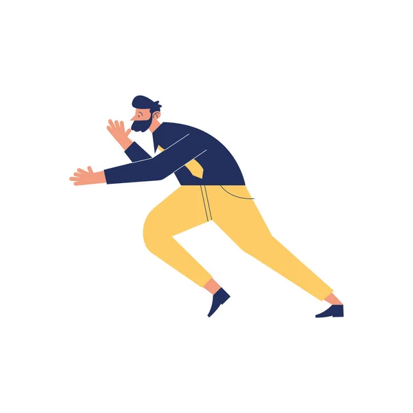 Hombre de negocios barbudo corriendo — Vector de stock