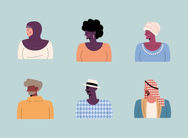 Altı farklı ırktan insanlar.