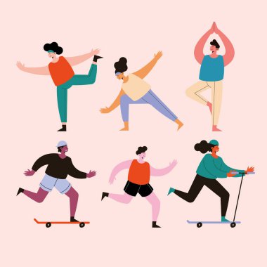 Spor yapan altı kişi