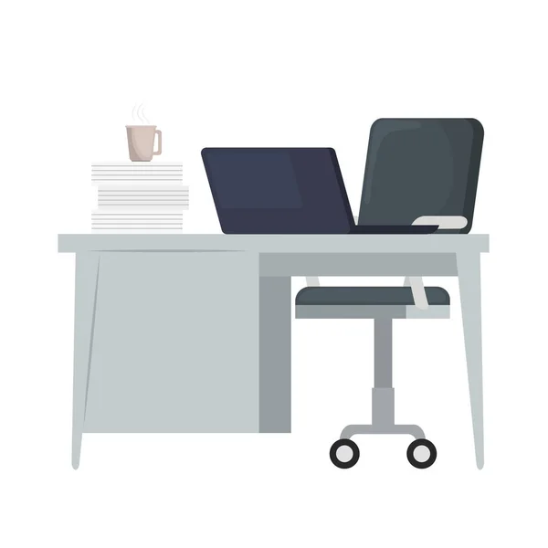 Bureau avec ordinateur portable — Image vectorielle
