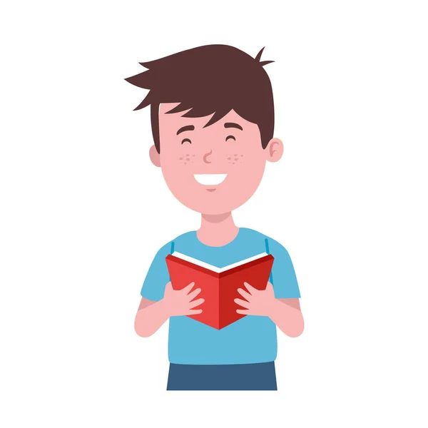 Мальчик с книгой в руках — стоковый вектор