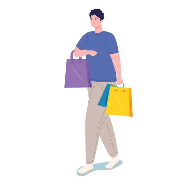 Hombre con bolsas de compras — Archivo Imágenes Vectoriales