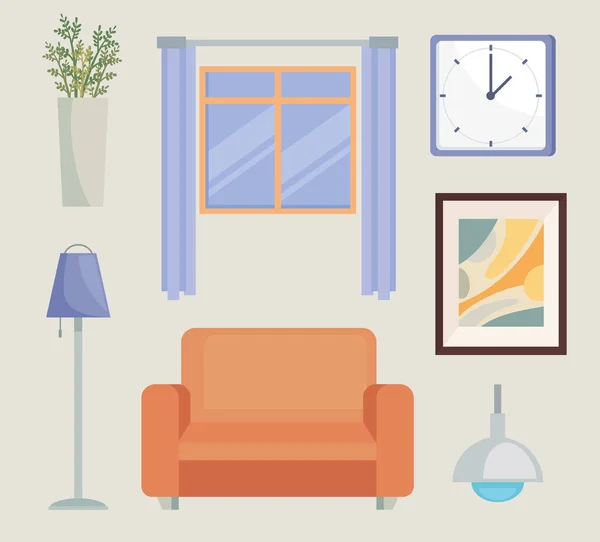 Conjunto de iconos sala de estar — Vector de stock