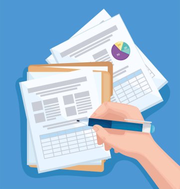 Kalem ve belgelerle el.