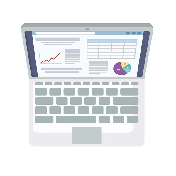 Laptop com informações financeiras — Vetor de Stock