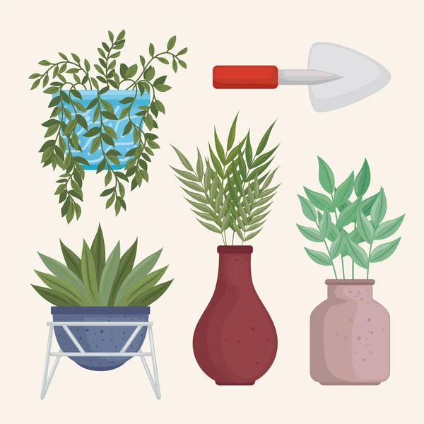 Icône ensemble de plantes d'intérieur — Image vectorielle