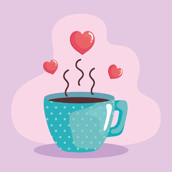 咖啡杯和红心 — 图库矢量图片