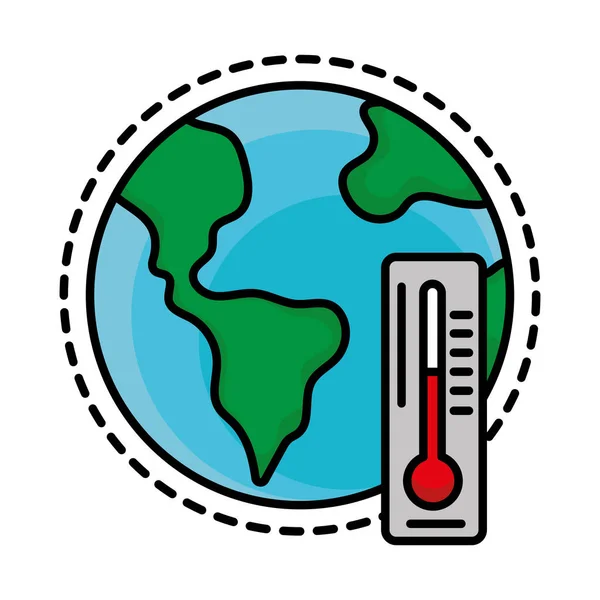 Planeta terra e termômetro — Vetor de Stock