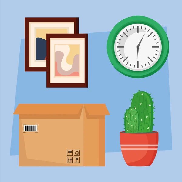 Four moving house icons — Stock Vector