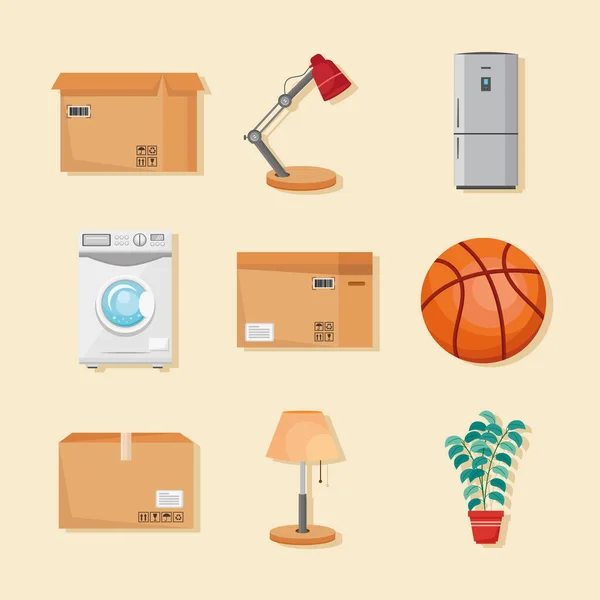 Nine moving out icons — Stock Vector