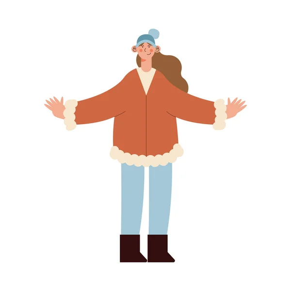 Mulher avatar com pano de inverno — Vetor de Stock