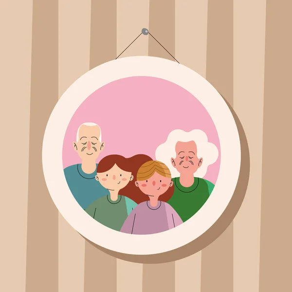 Grandparents and kids picture — Stockvektor