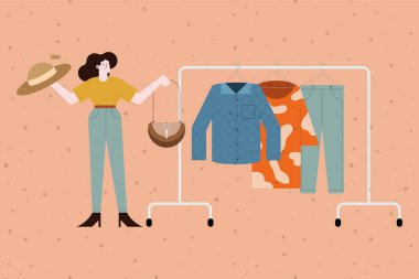 Kıyafet modası olan kadın.